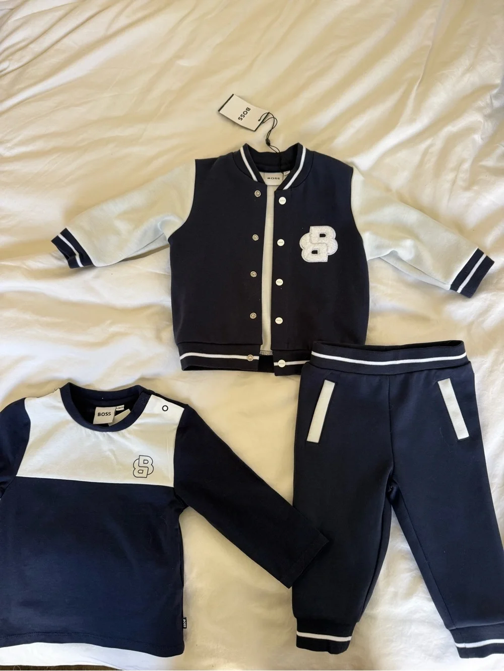 Boss Navy and White Kids 3-Piece Varsity Set